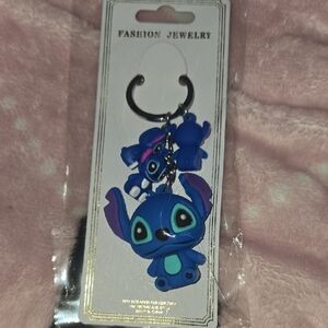 Blue Cartoon Stitch Keychain Charm